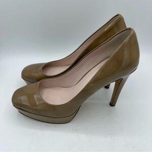 Vince Camuto Taupe Nude Patent Leather Platform Pumps Women's 8M Dress Heels